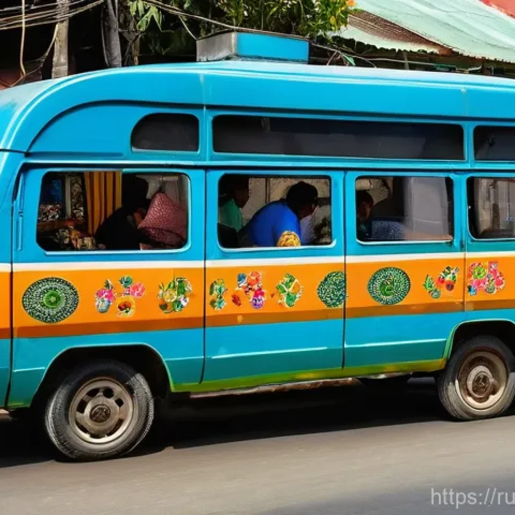 동티모르 여행 경비 - **Vibrant Dili Mikrolets and Street Life:**
A dynamic, eye-level street photography shot in Dili...